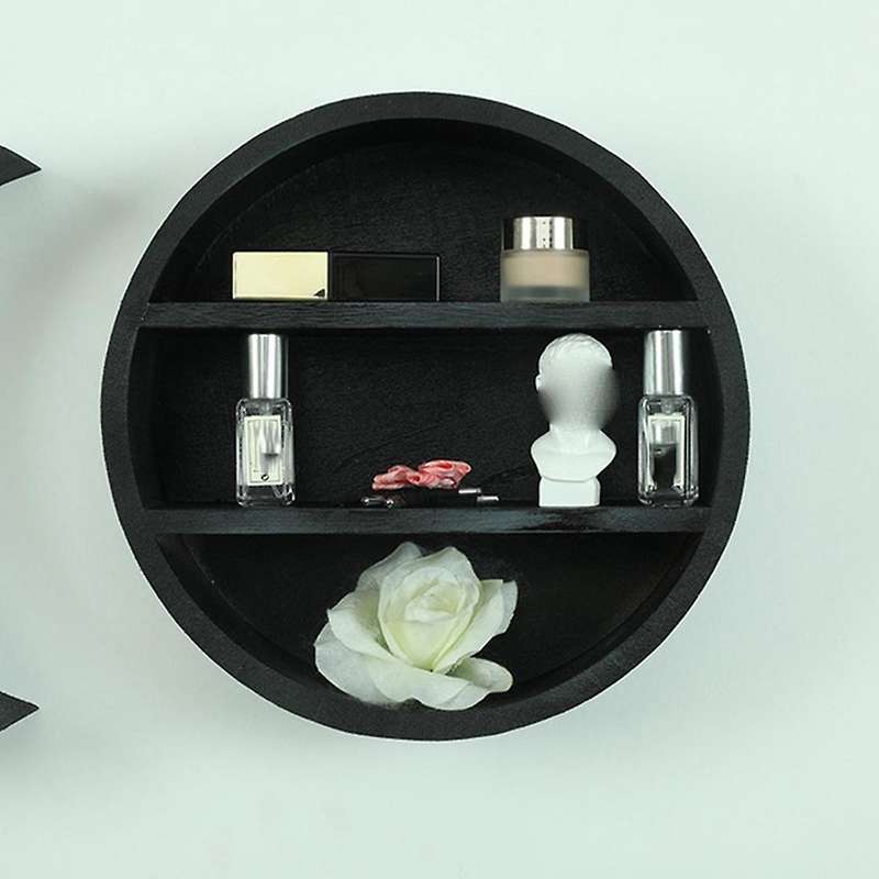 Wooden Moon Wall Decor Crystal Display Shelves Crescent Oil Rack B