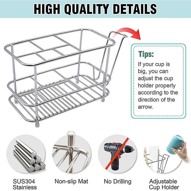 Toothbrush Holder for Bathroom Wall Or Counter, Toothbrush Organizer