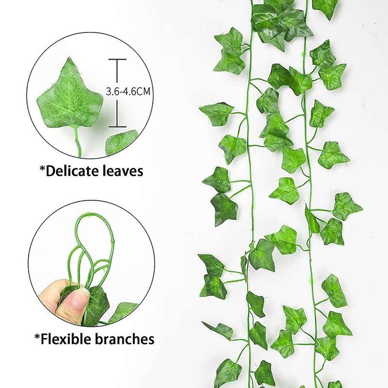 Pack Of 12 Artificial Ivy Garland, for Office, Kitchen, Garden(2.1m)