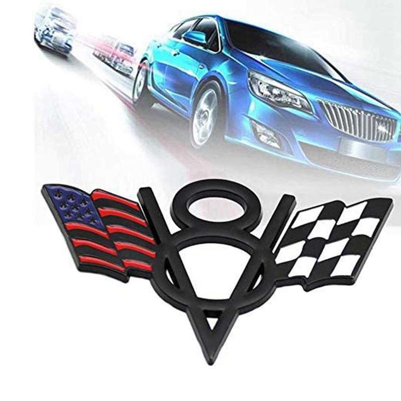 2pcs V8 Emblem Badge Usa American Flag Sticker Decal for Ford