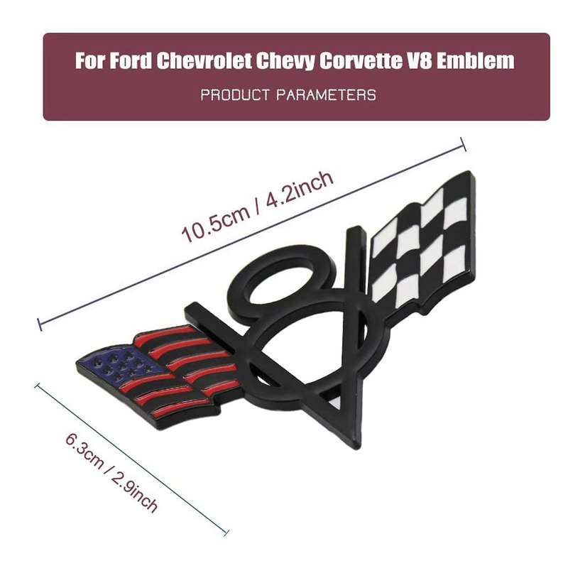 2pcs V8 Emblem Badge Usa American Flag Sticker Decal for Ford