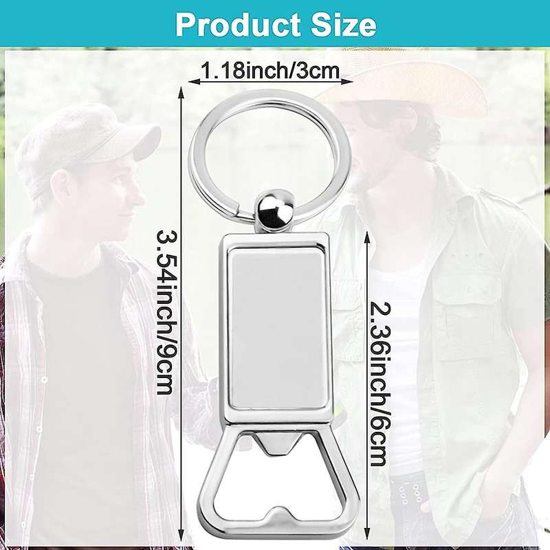 6 Pack Sublimation Blanks Keychains Metal Bottle Opener, Rectangle