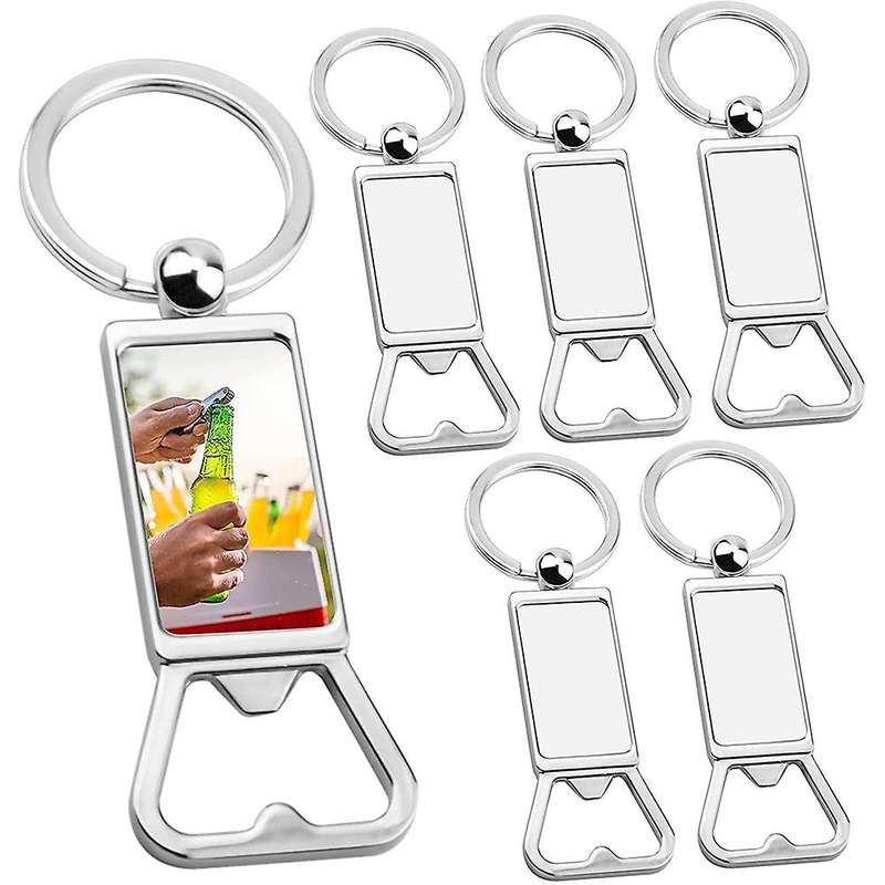 6 Pack Sublimation Blanks Keychains Metal Bottle Opener, Rectangle