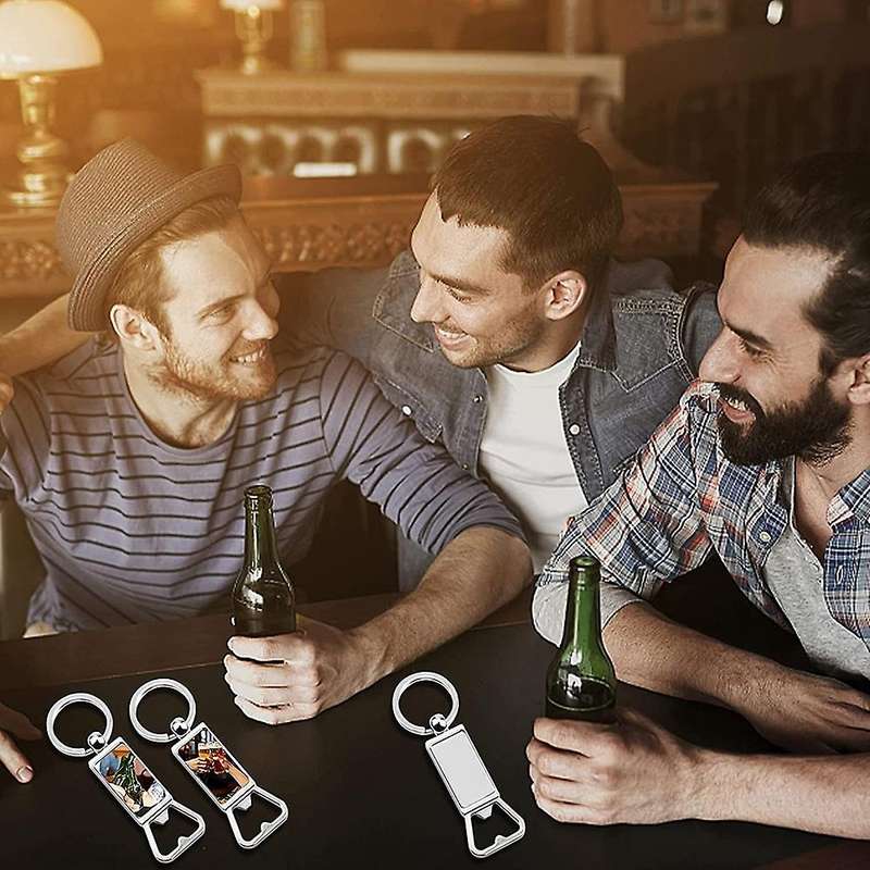 6 Pack Sublimation Blanks Keychains Metal Bottle Opener, Rectangle
