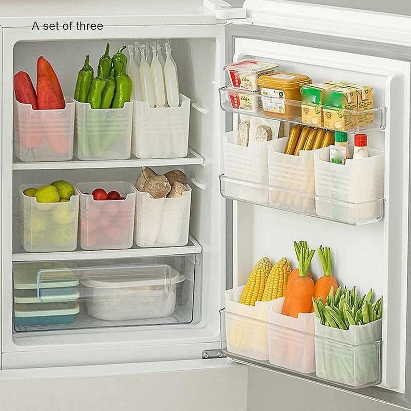 3pcs Fridge Organizer Food Fresh Storage Box Refrigerator Side Door