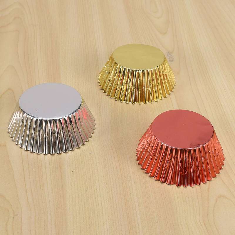 300 Pcs Foil Metallic Cupcake Liners Cases Baking Cups
