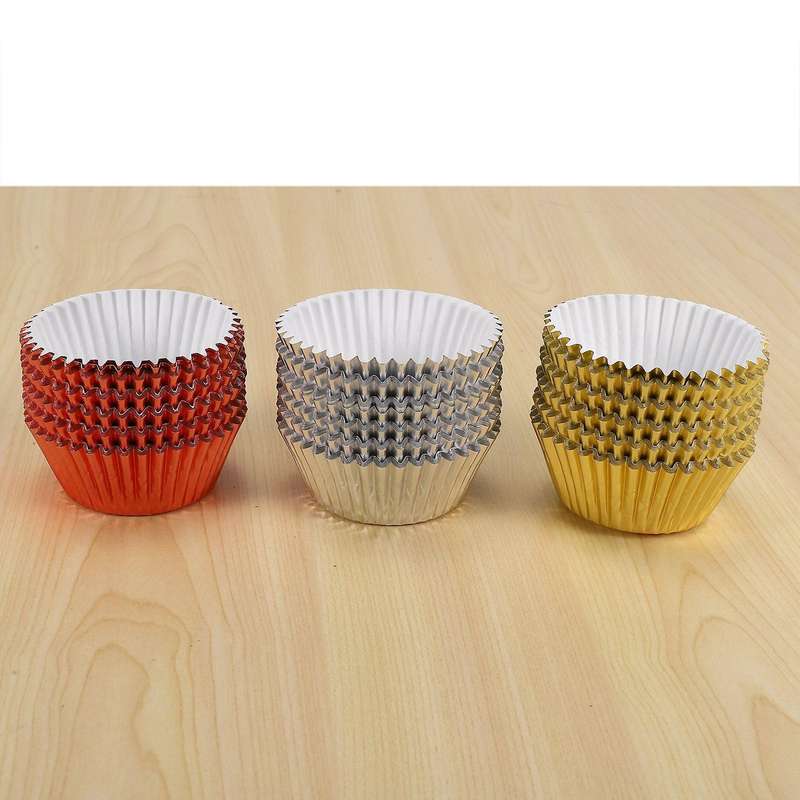 300 Pcs Foil Metallic Cupcake Liners Cases Baking Cups