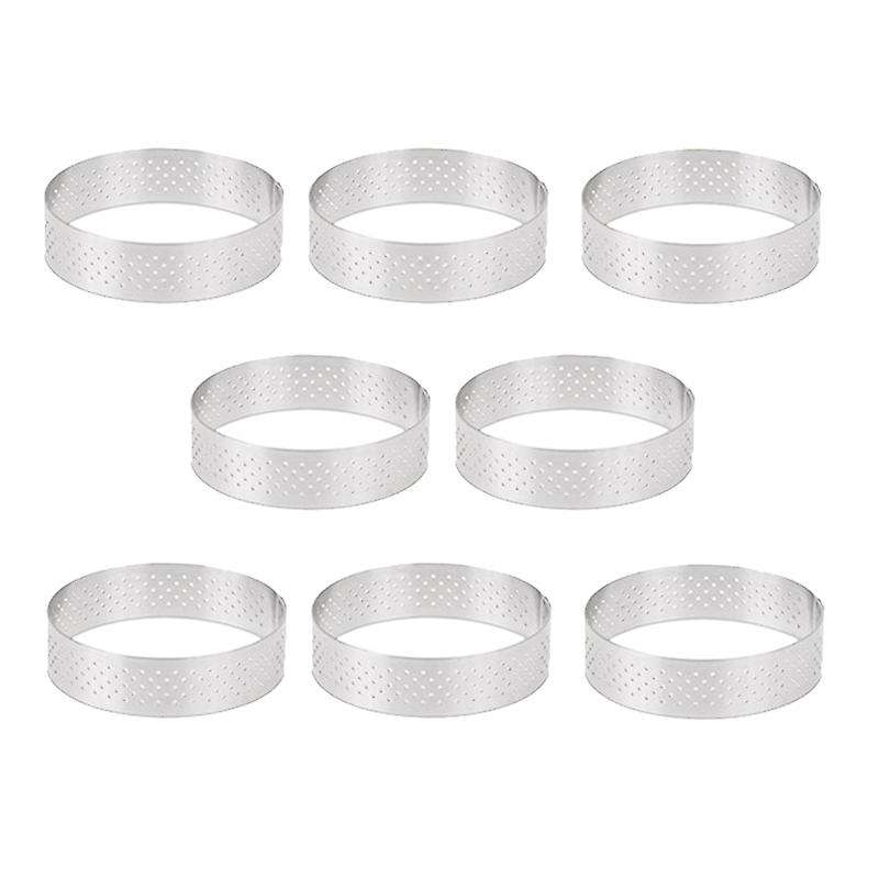 8pcs 8cm Stainless Steel Tartlet Molds French Dessert Mousse Fruit