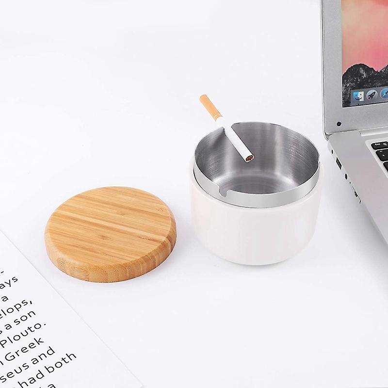Ashtray for Cigarettes Indoor Or Outdoor Ashtray with 1 Liner (white)