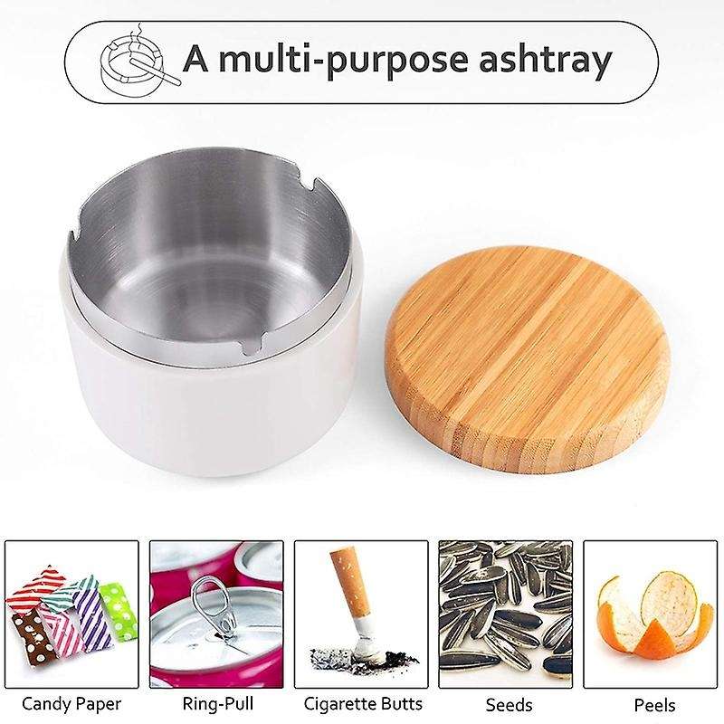 Ashtray for Cigarettes Indoor Or Outdoor Ashtray with 1 Liner (white)