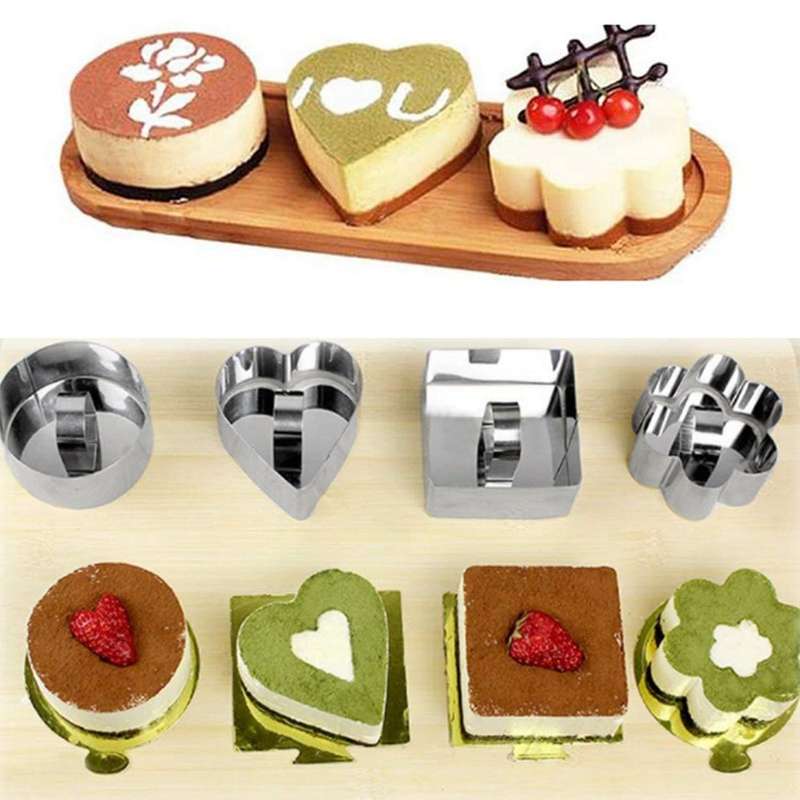 4 Pcs Cake Molds Stainless Steel Cake Rings Cake Mousse Mold