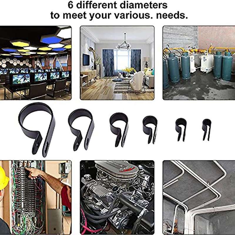 200pcs R-type P-type Cable Clamps Nylon Wire Clip Assortment Kit