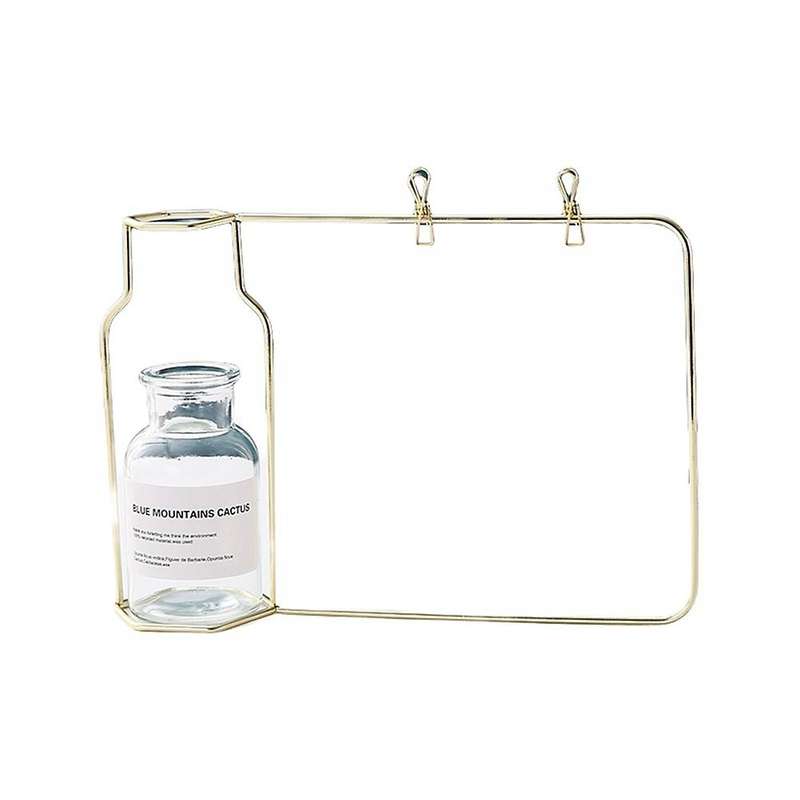 Creative Iron Photo Frame Vase Hydroponic Vase Home Decor, Gold