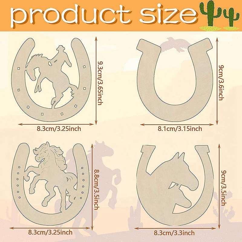 48 Pcs Horseshoe Shape Wood Cutouts for Crafts Wooden Horseshoes