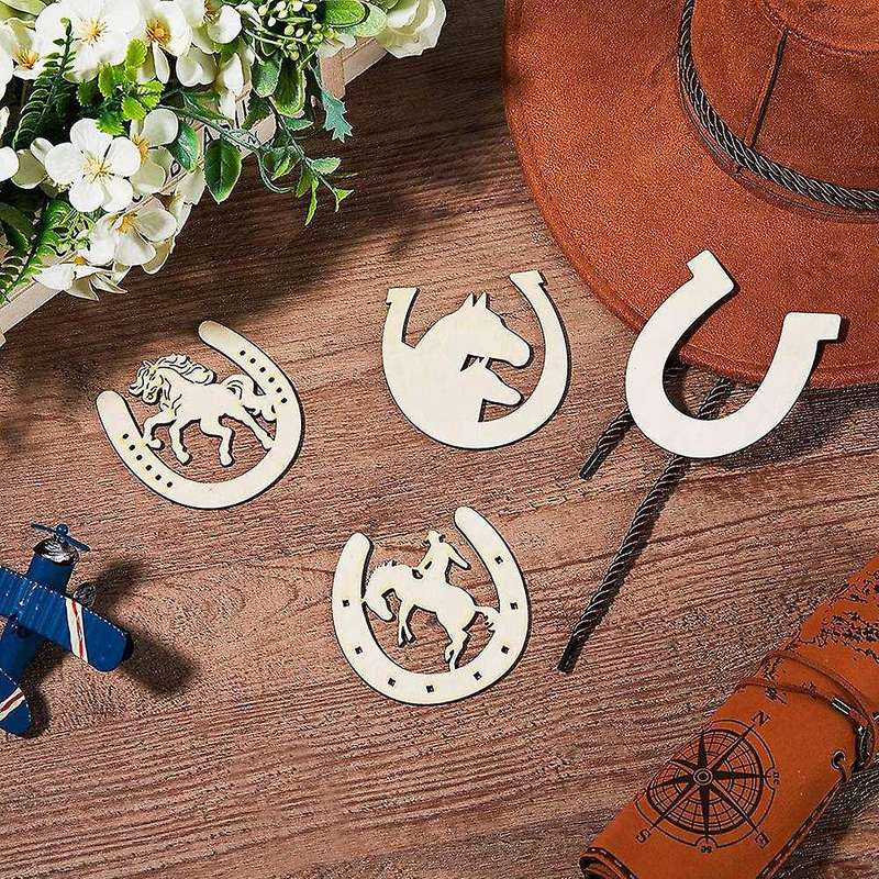 48 Pcs Horseshoe Shape Wood Cutouts for Crafts Wooden Horseshoes
