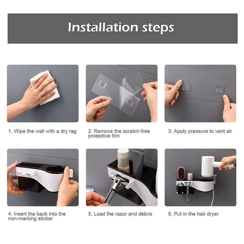 Adhesive Hair Dryer Holder No Drilling Wall Mount Hair Styling Tool