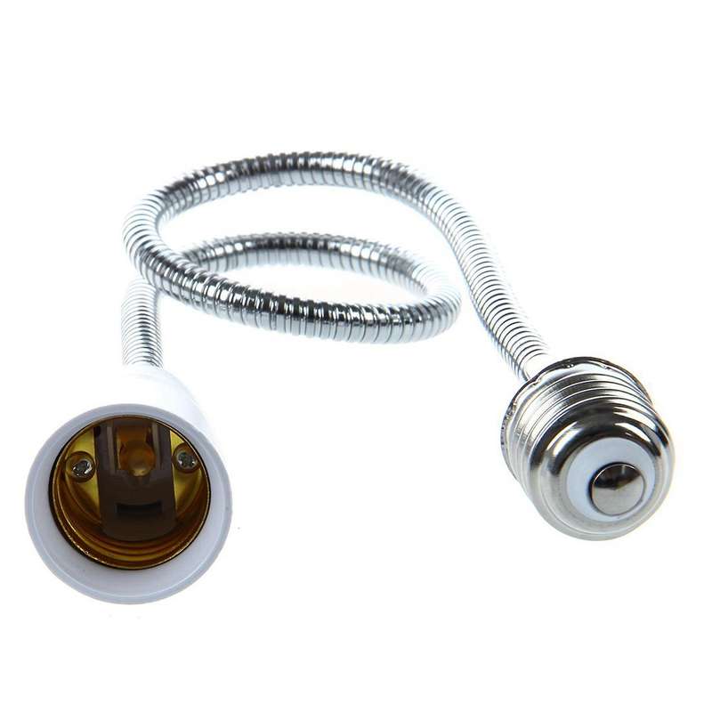 2x E27 to E27 Light Lamp Bulb Flexible Extension Adaptor (white,60cm)