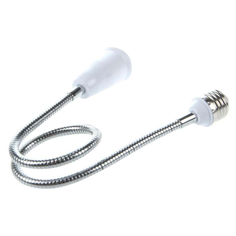 2x E27 to E27 Light Lamp Bulb Flexible Extension Adaptor (white,60cm)