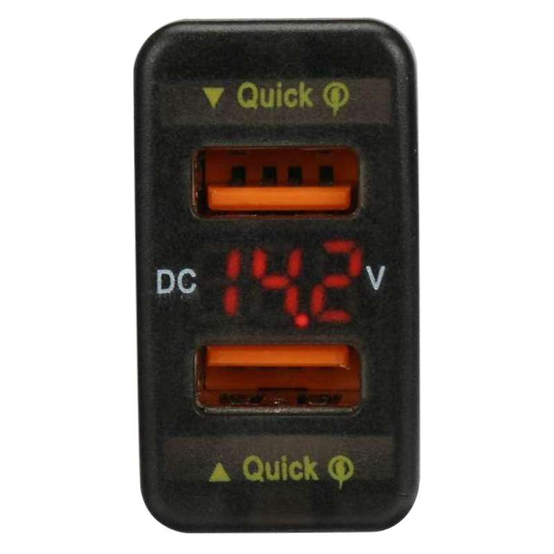 36w Car Fast Charger Qc3.0 Adapter Dual Usb Adapter Digital Red