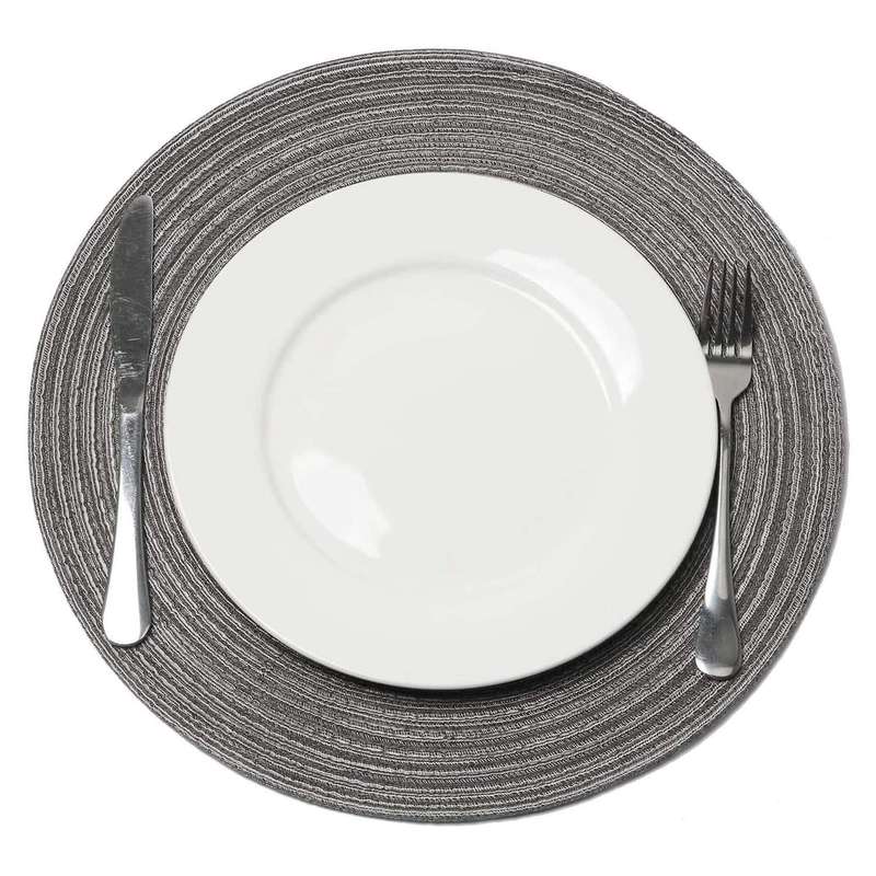 Round Braided Placemats Set Of 6 for Kitchen Table 15 Inch(dark Gray)