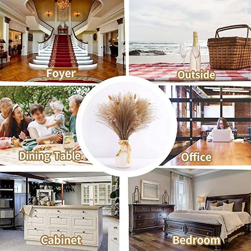 60pcs Pampas Grass - Natural Hay Bouquets for Bohemian Home Decor