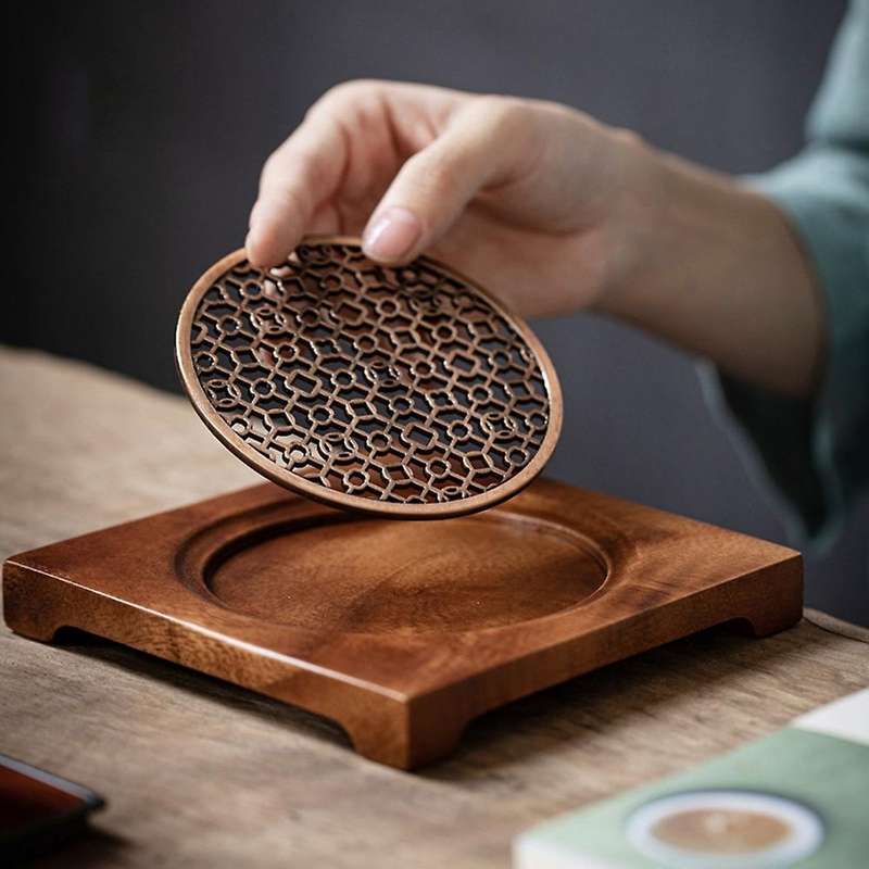Walnut Teapot Mat Pot Holder Coaster Teapot Holder Accessories-a