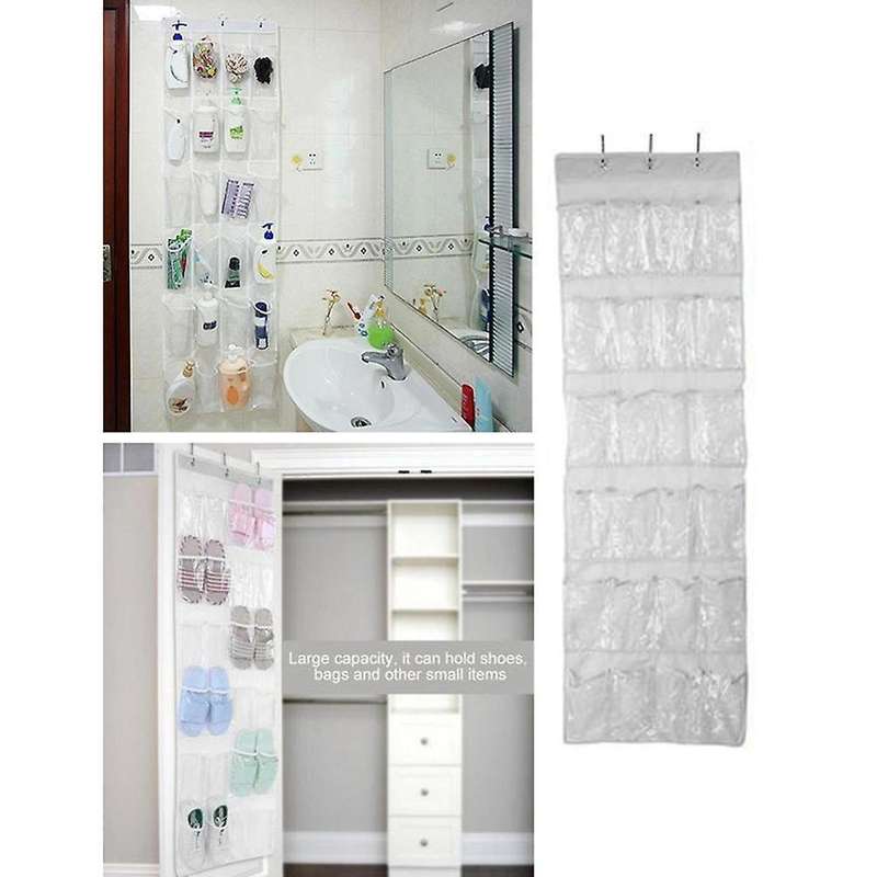 24 Grid Over Door Hanging Organizer Convenient Storage Holder -white