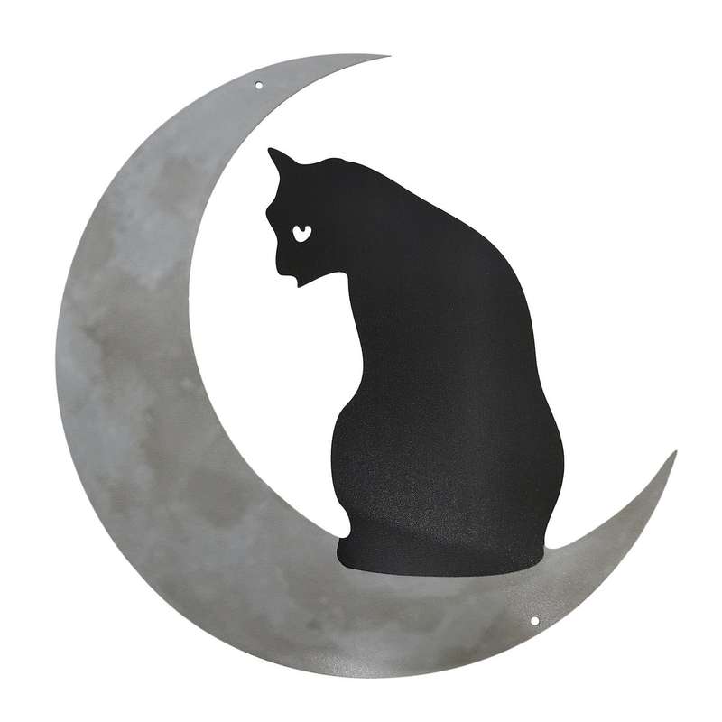 Black Cat Moon Hanging Metal Sign Hanging Pendant Christmas Decor A