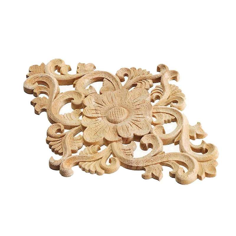 21 X 15cm Wood Carved Unpainted Onlay Applique 2pcs