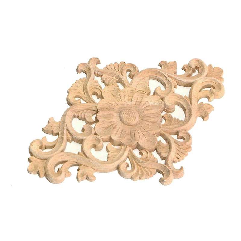 21 X 15cm Wood Carved Unpainted Onlay Applique 2pcs
