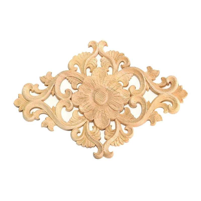21 X 15cm Wood Carved Unpainted Onlay Applique 2pcs