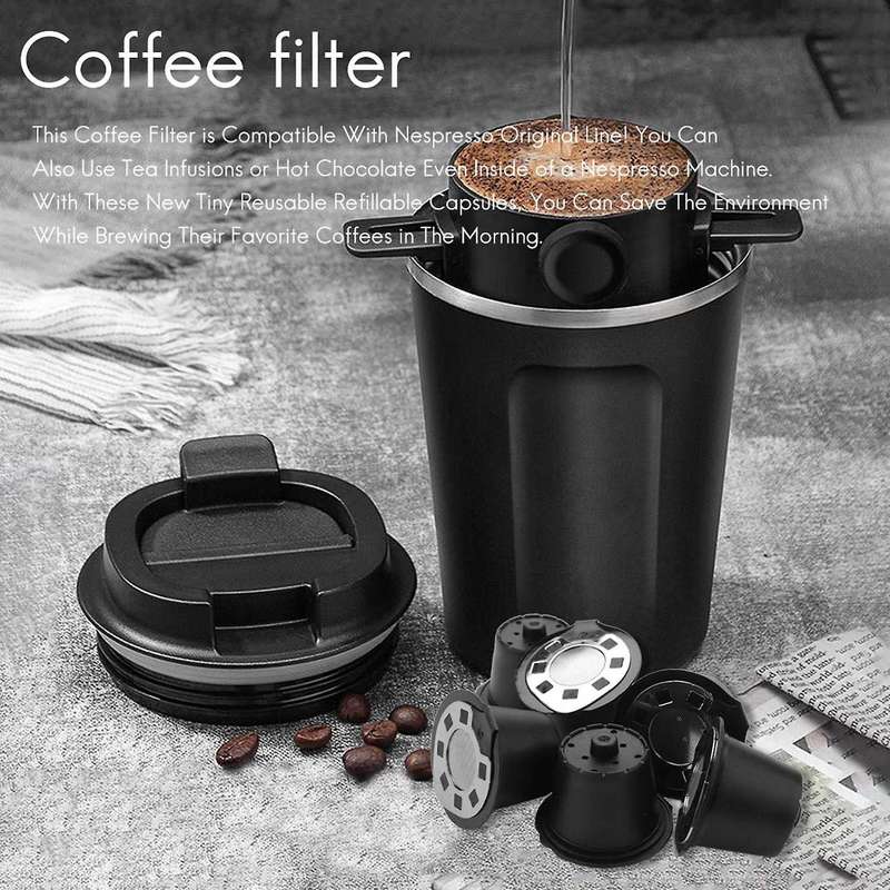 6 Pcs Reusable Refillable Refill Coffee Capsule Pod Filter Baskets