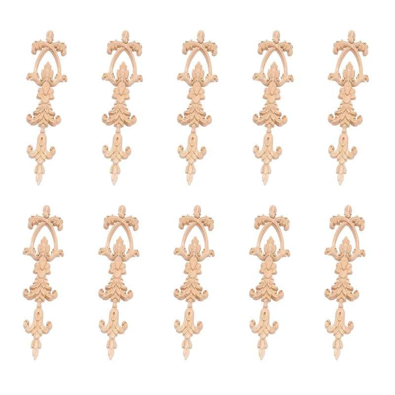 10x Rubber Wood Carved Applique Vintage Furniture Craft Decor 3