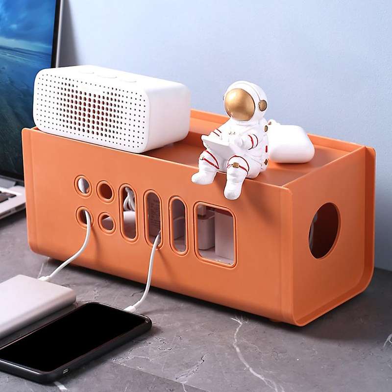 Colour Cable Storage Box Hide Cords Power Strips Surge Protector D