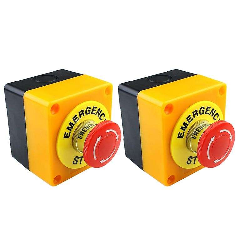 2pcs Red Mushroom Emergency Stop Shut Off Push Button Switch No