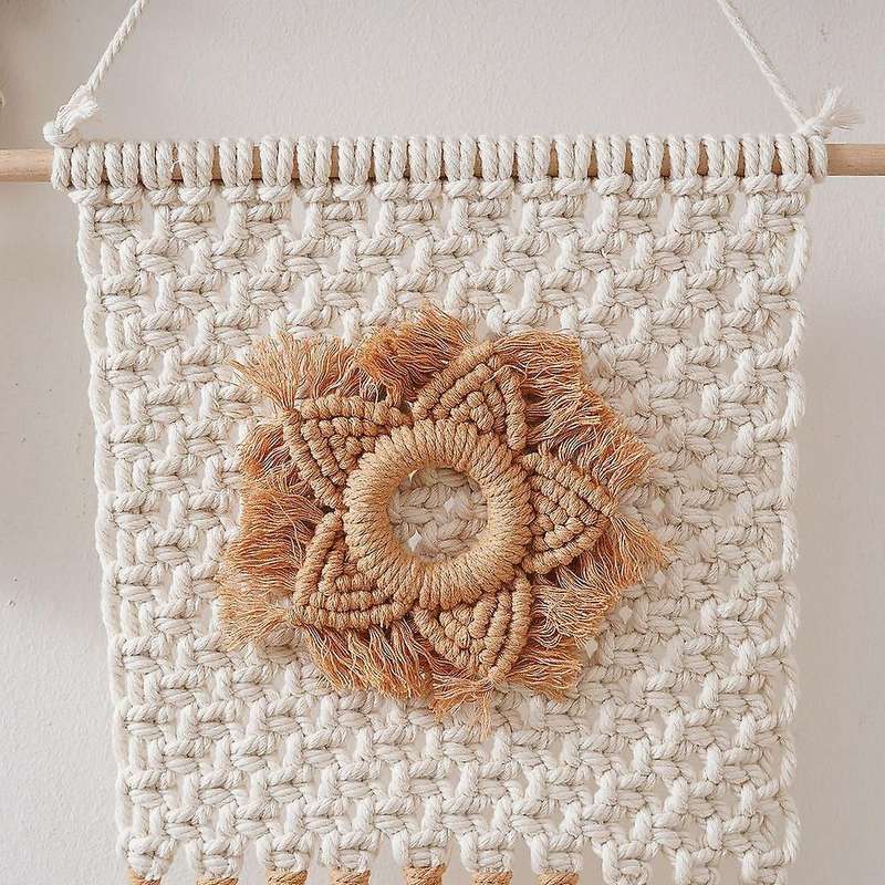Macrame Flower Wall Hanging - Boho Decor - House Warming Gift