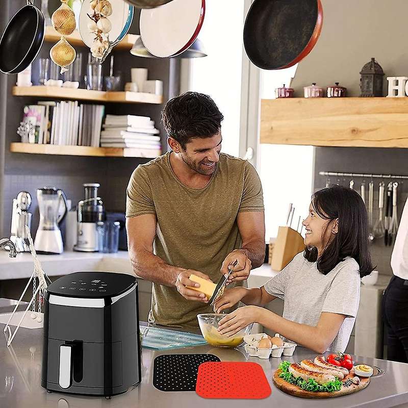 4 Pcs 8.5 Inch Reusable Silicone Square Air Fryer Parchment