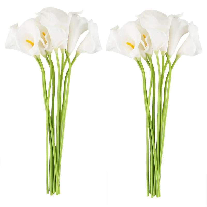 Calla Lily Bridal Wedding Bouquet 10 Head Latex Real Touch Kc51 White