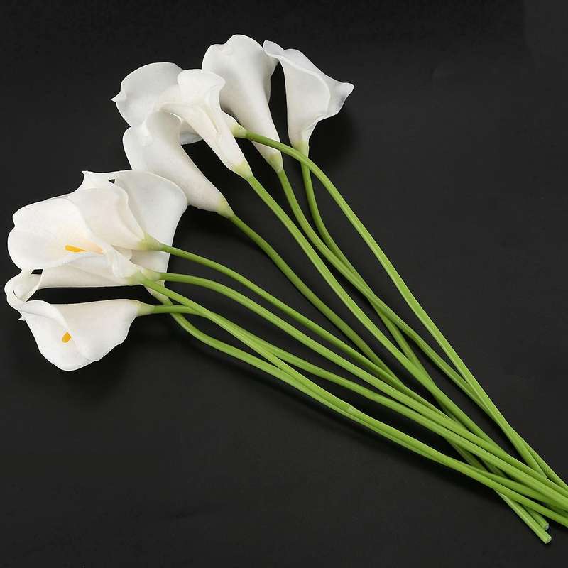 Calla Lily Bridal Wedding Bouquet 10 Head Latex Real Touch Kc51 White