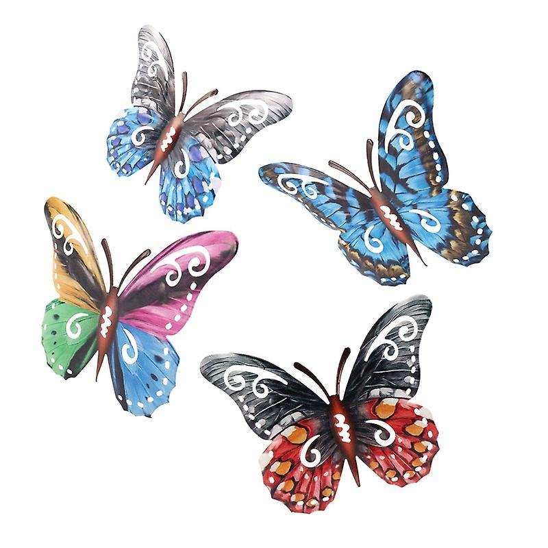 4pcs 3d Metal Butterfly Wall Hanging Decor for Patio Garden Backyard