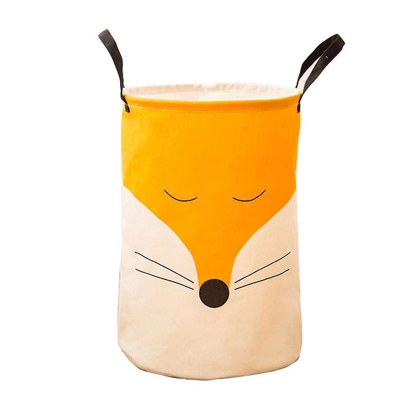 Folding Laundry Kids Toys Barrel Cartoon Fox Storage Bucket Yellow-b