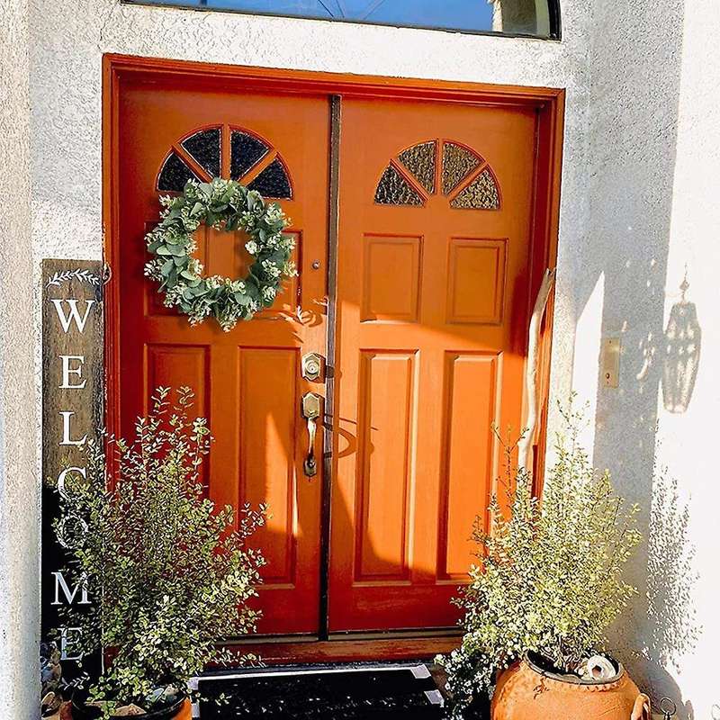 Eucalyptus Wreath Farmhouse Decor, Green Wreath Front Door