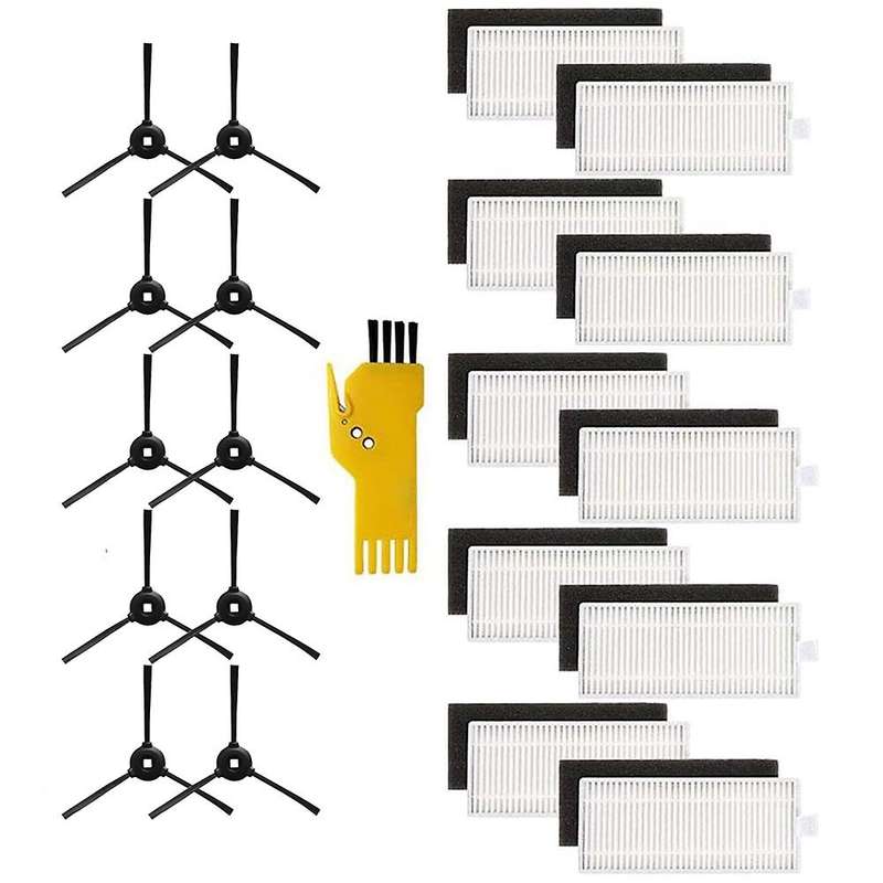 10 Filters & 10 Side Brushes for Lefant M201 T700 M520 Vacuum Cleaner