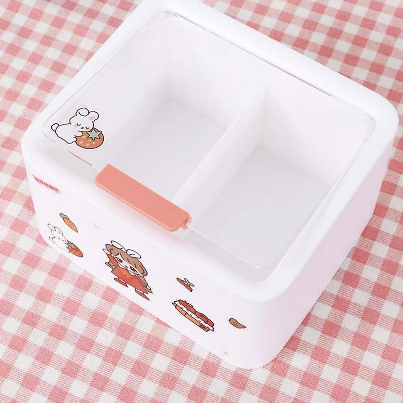 Girl's Heart Cotton Swab Storage Box Cute Makeup Remover Blue
