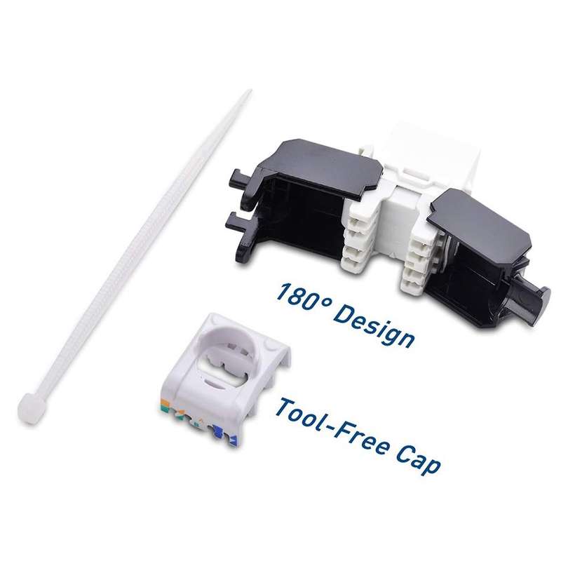 10-pack Cat6a Rj45 Keystone Jack -cat6 Compatible 180 Degree Toolless