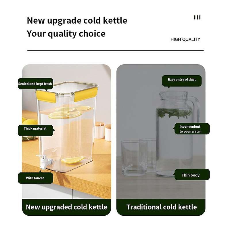 3.5l Cold Water Jug with Faucet Fruit Teapot Kettle Water Pot Yellow