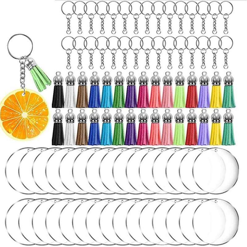 30pcs 2inch Blanks,30pcs Tassels,30pcs Keychain Rings,30pcs Jump Ring
