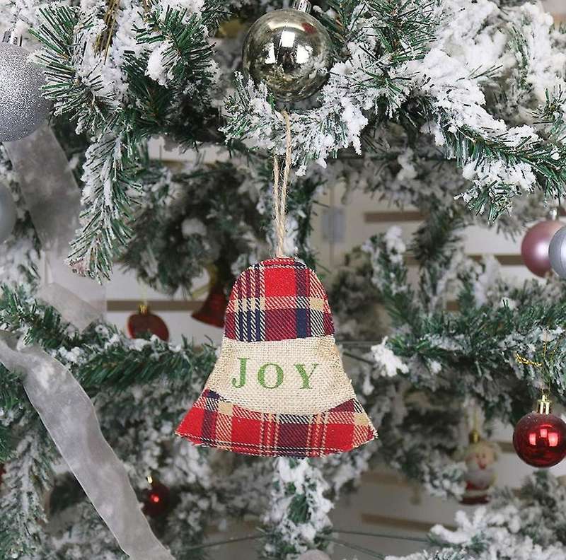 8pcs Red Black Buffalo Check Plaid Stitching Burlap Hanging Ornaments
