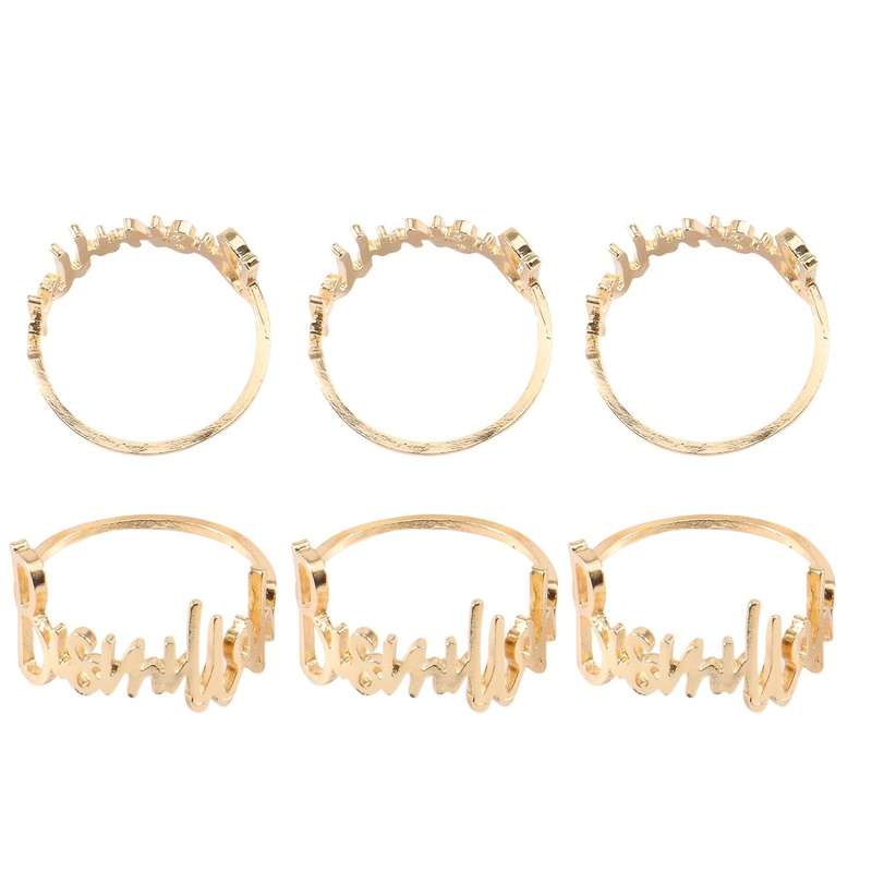 12pcs/set Metal Napkin Ring for Restaurant Hotel Wedding Party,golden