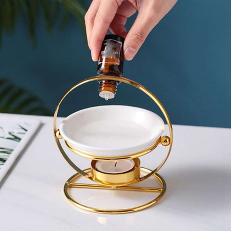 Tealight Candle Holder Ceramic Oil Burner Aroma Diffuser Black